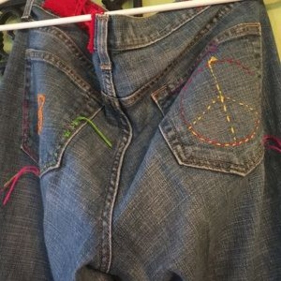 Super Hippified ~ ONE-OF-A-KIND GAP Bell-Bottom Long & Lean Jeans - Picture 3 of 10